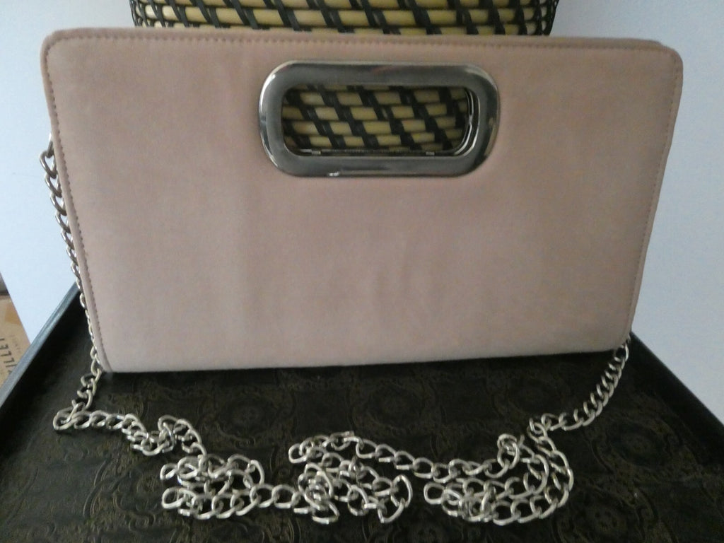 Call It Spring Women Beige Purse Clutch Silver Chain 12 x 7 x 1