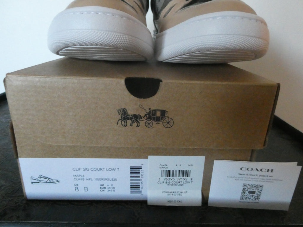 Coach Womens Maple Clip Signature Court Low Top Sneakers Size 6B, 6.5B, 7.5B, 8B