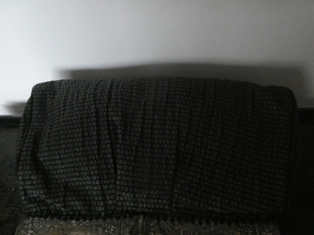 Grace Ann Agostino Vintage Womens Black Woven Leather Bag Purse Silver Tone Deco