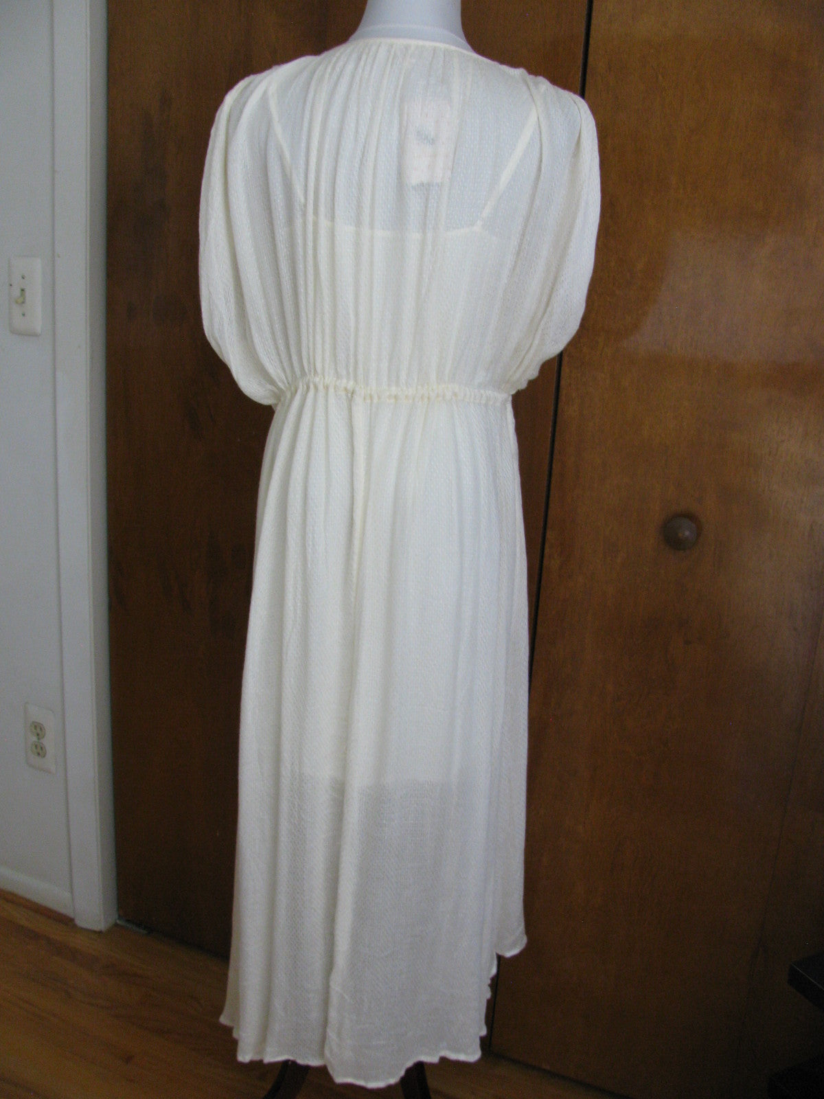 Free People women's off white soft rayon lined asymmetrical hem dress Small New