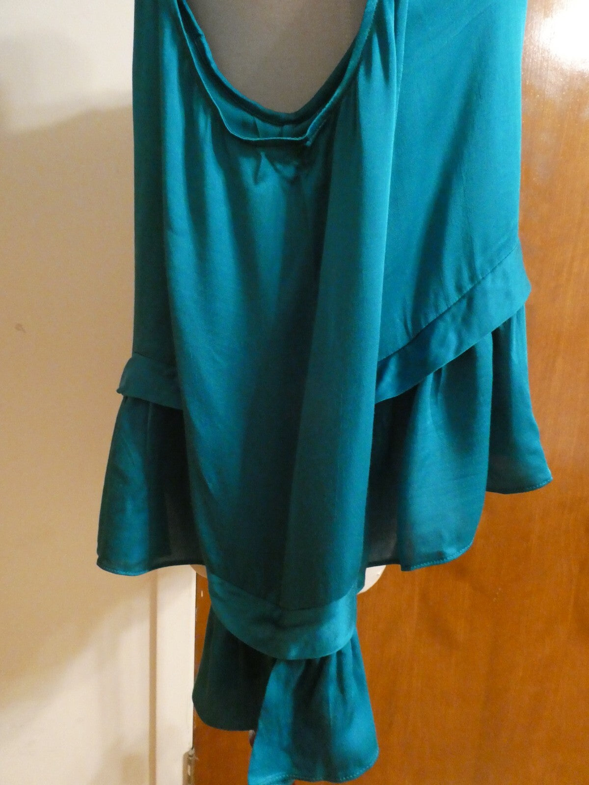 ANTHROPOLOGIE MAEVE Green Open Shoulder Blouse Top LP