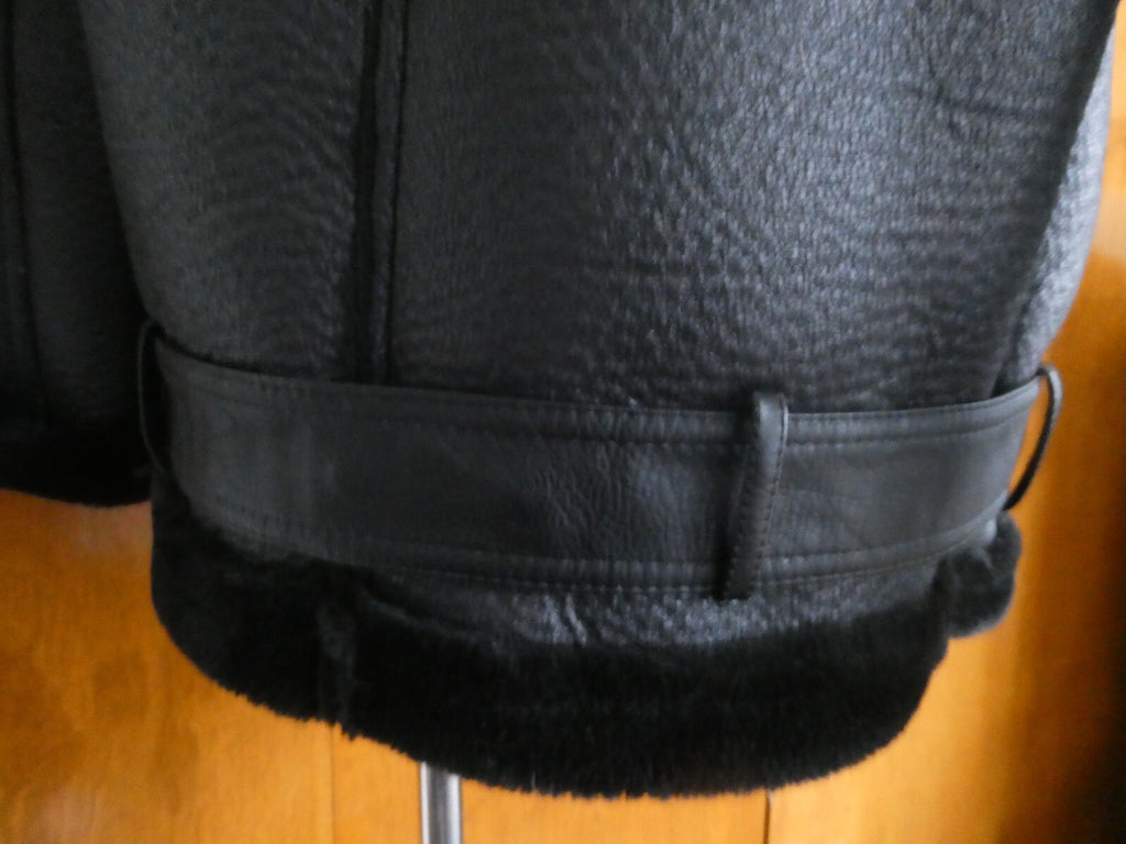 LY VAREY LIN Women's Black Faux Shearing Lined Warm Winter Moto Jacket Small