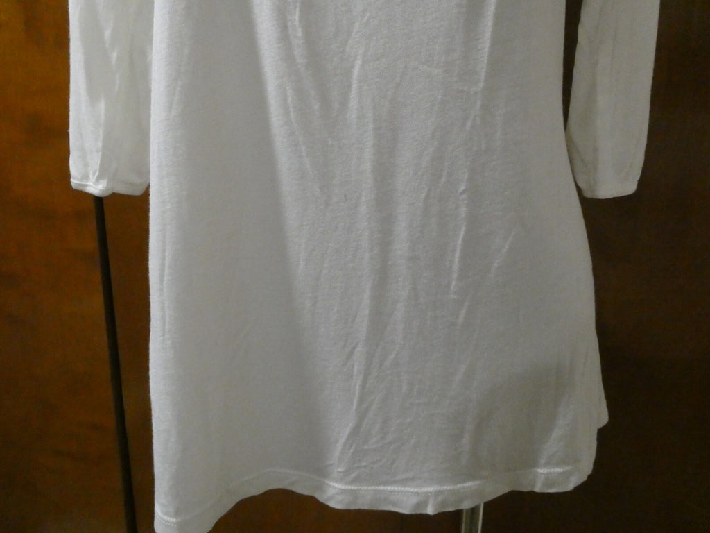 Vertigo Paris women's 3/4 sleeves ivory viscose detailed tunic top size medium