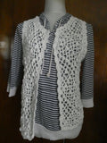 Juicy Couture women's crochet cotton/ white stylish open front cardigan Medium