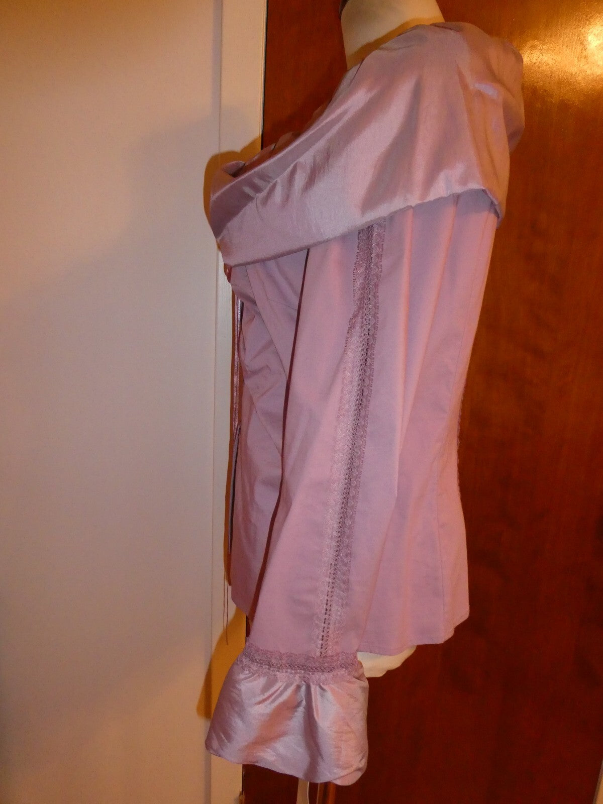Kenar Women's Lilac Detailed Long Sleeves Evening Top Blouse Size Medium