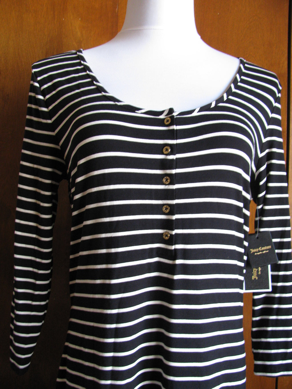 Juicy Couture LA women's black angel ivy stripe dress New