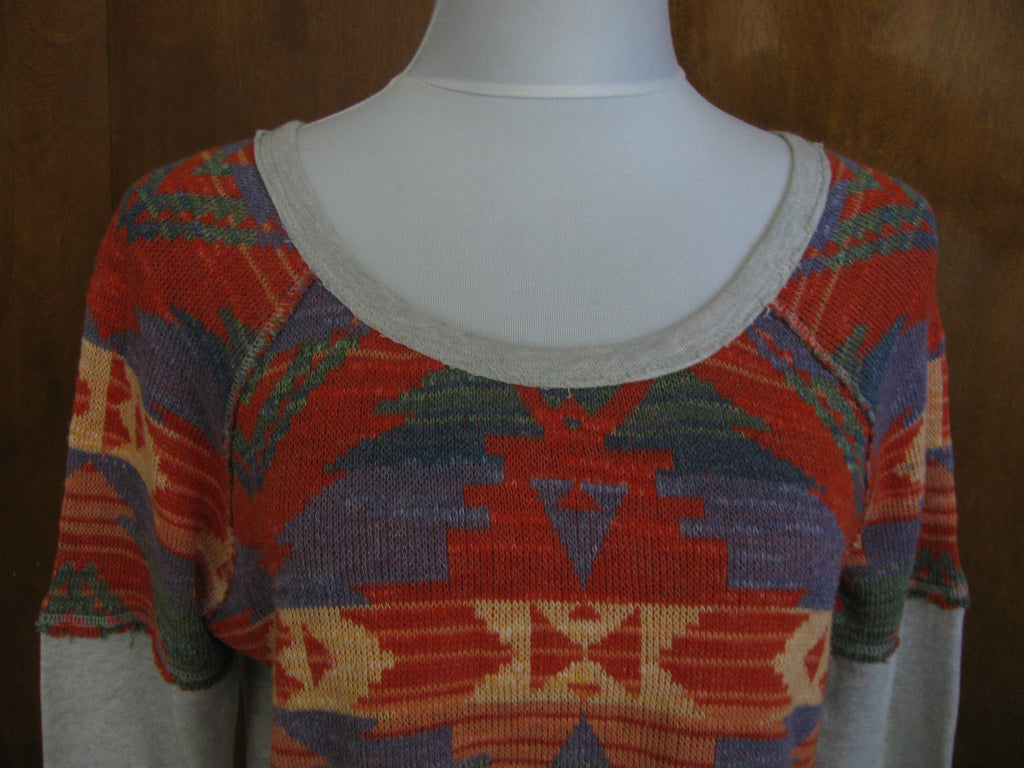 Denim & Supply Ralph Lauren women’s orange gray green cotton sweater medium 
