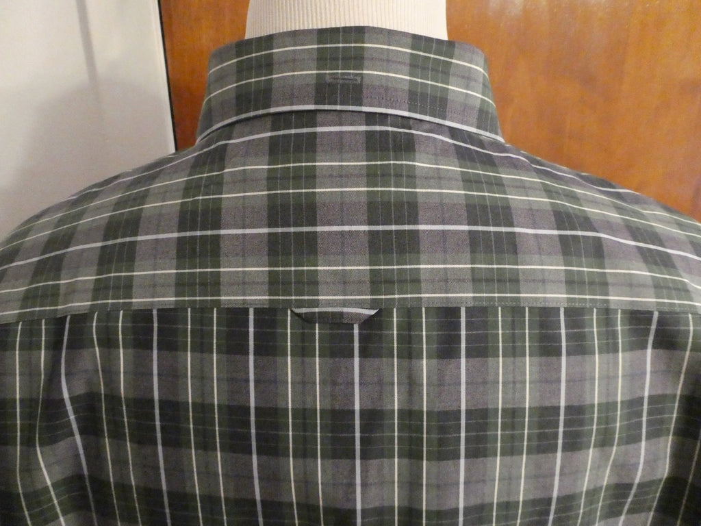 Nordstrom Men Shop Classic XXL Green Plaid Shirt Cotton Wrinkle-Free Classic Fit