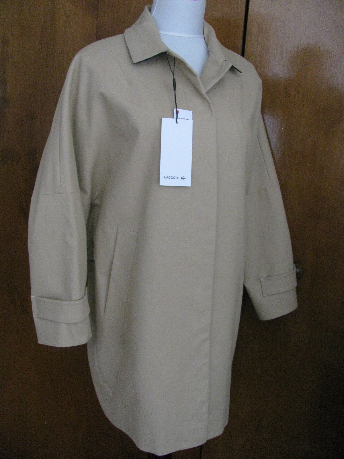 Lacoste Sahara Women Lightweight Lined Coat Button Front Adjustable Buckles