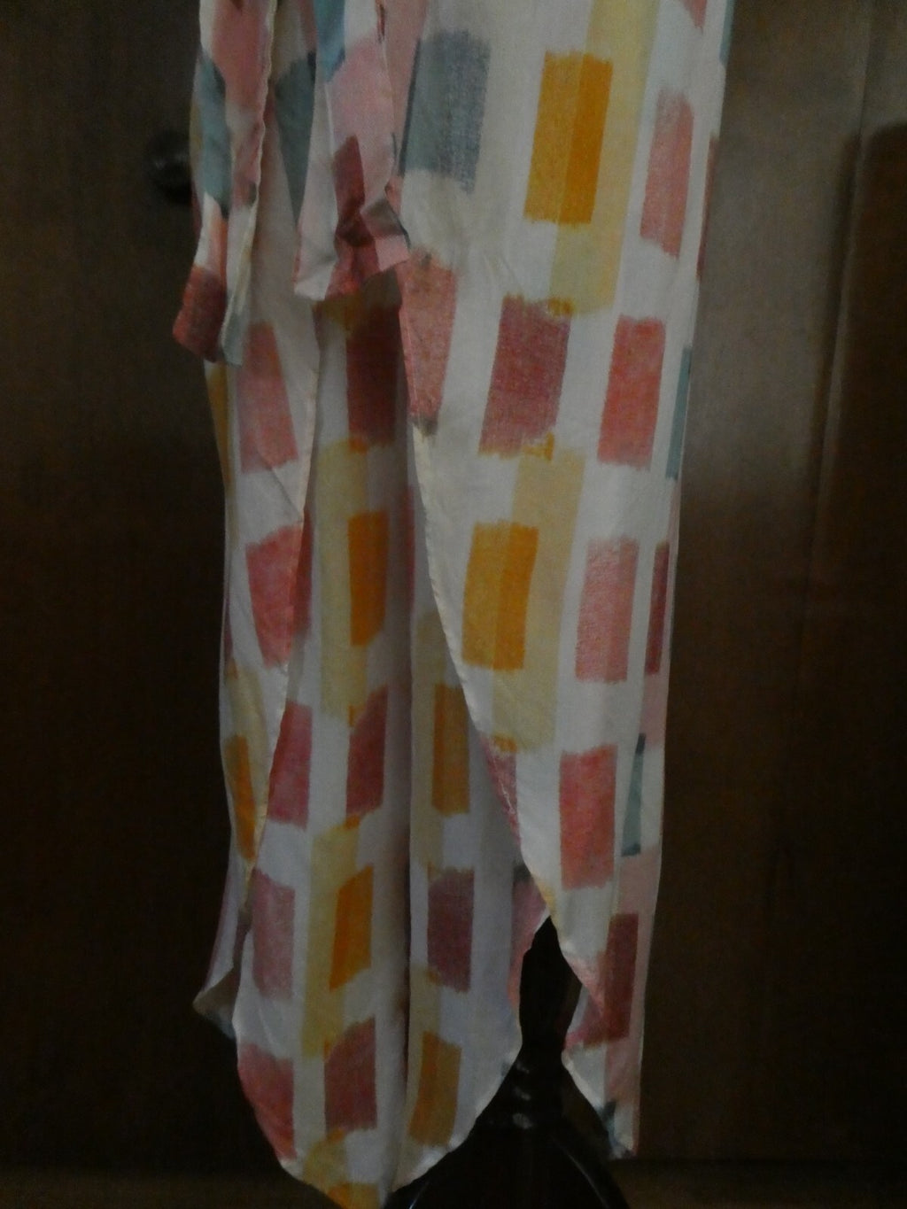 Anthropologie Lilka Multicolor Tie Front Wrap Hem Wide Split Leg Beach Pant S, L