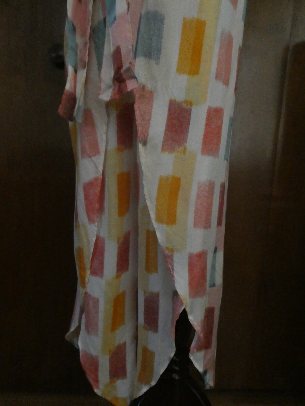 Anthropologie Lilka Multicolor Tie Front Wrap Hem Wide Split Leg Beach Pant S, L