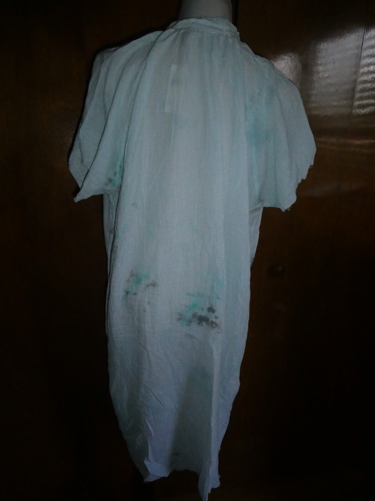Anthropologie LOVE TANJANE Hand Dyed Blue Tunic Beach Cover Up Dress Size Small
