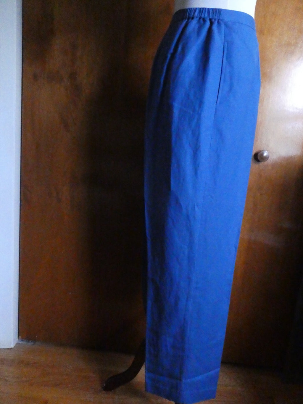 Victor Costa Women Pant Suit Blue with Embroidery Details Linen/Rayon Size Large
