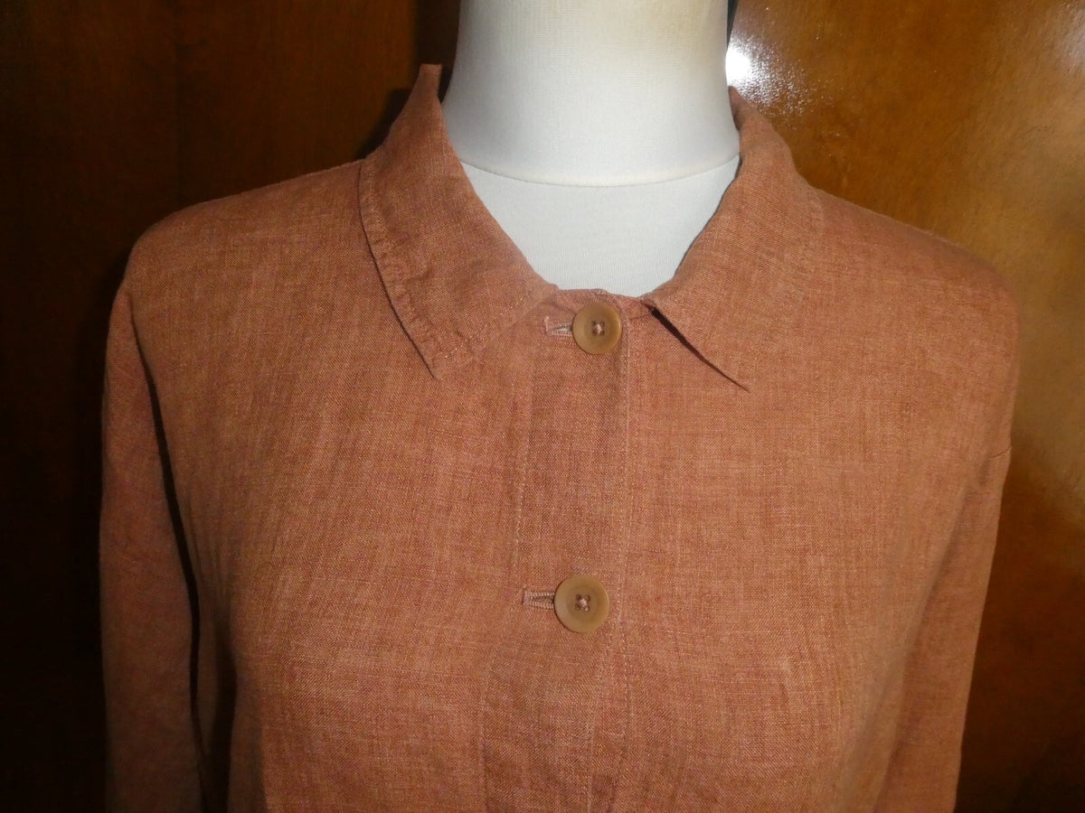 Eileen Fisher Women’s 100% Organic Linen Blazer Jacket Brown P/L