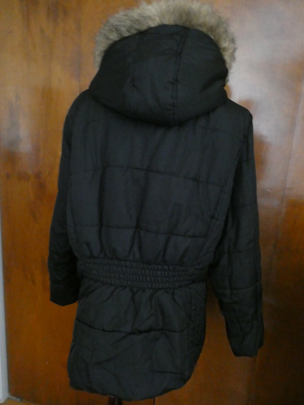 Krush Women's Black Faux Fur Lined Puffer Winter Hooded Detailed Jacket Coat XL