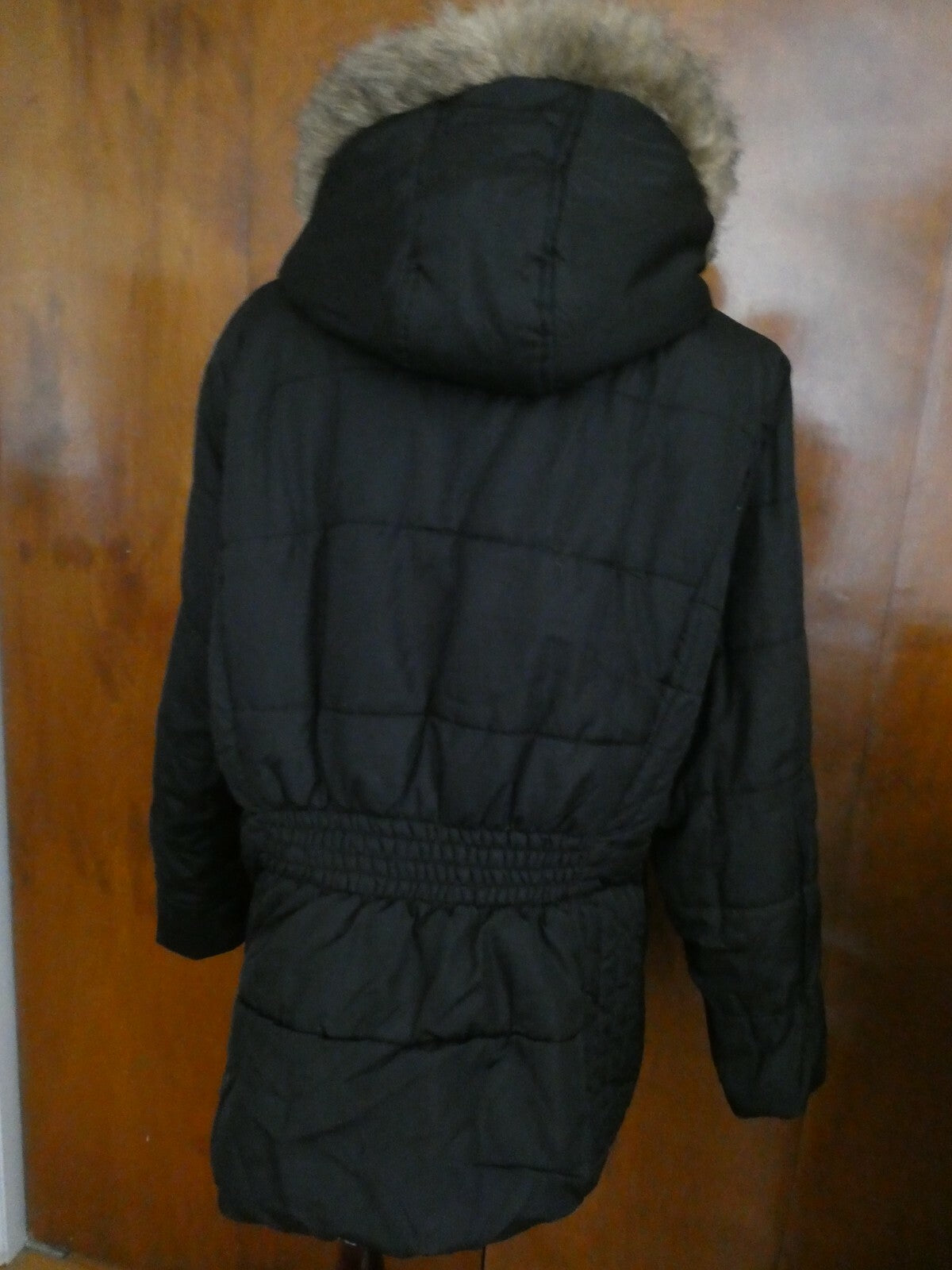 Krush Women's Black Faux Fur Lined Puffer Winter Hooded Detailed Jacket Coat XL