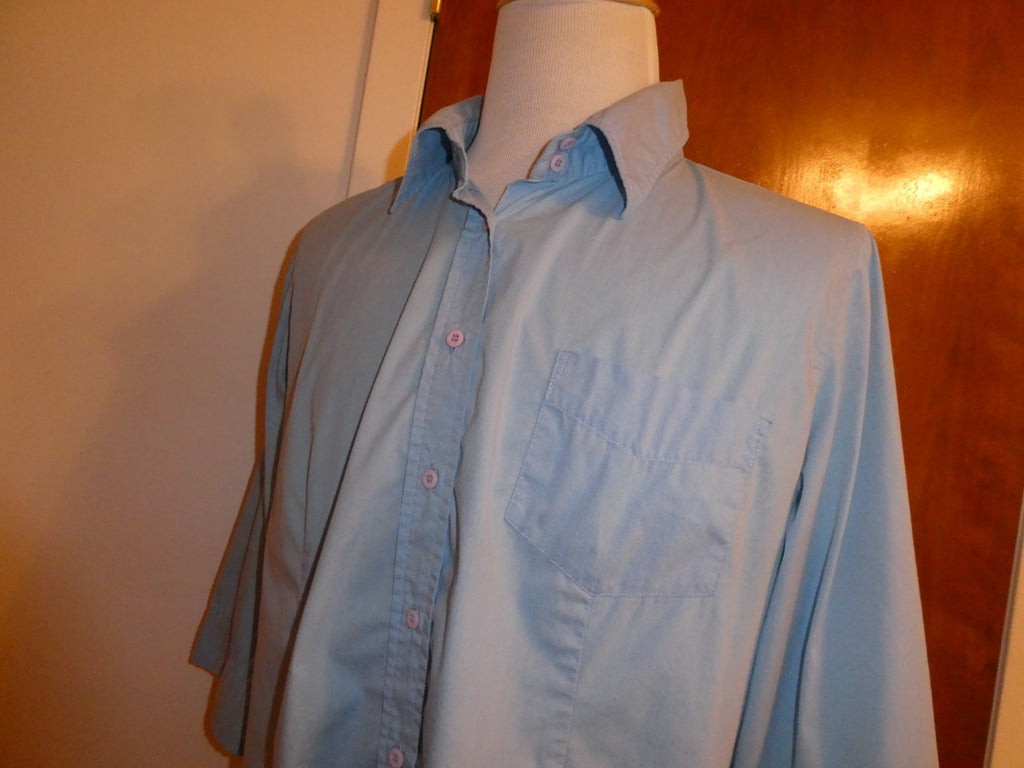 Avenue Women’s Top Size 18/20 Blue Button Front 3/4 Sleeve Stretch Plus