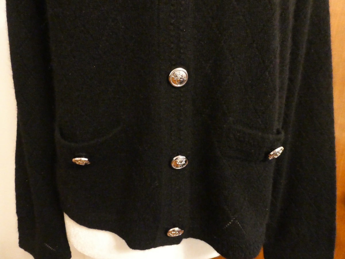 Bloomingdale's Black 2-Ply 100% Cashmere Cardigan Sweater Large NWT Soft Luxury