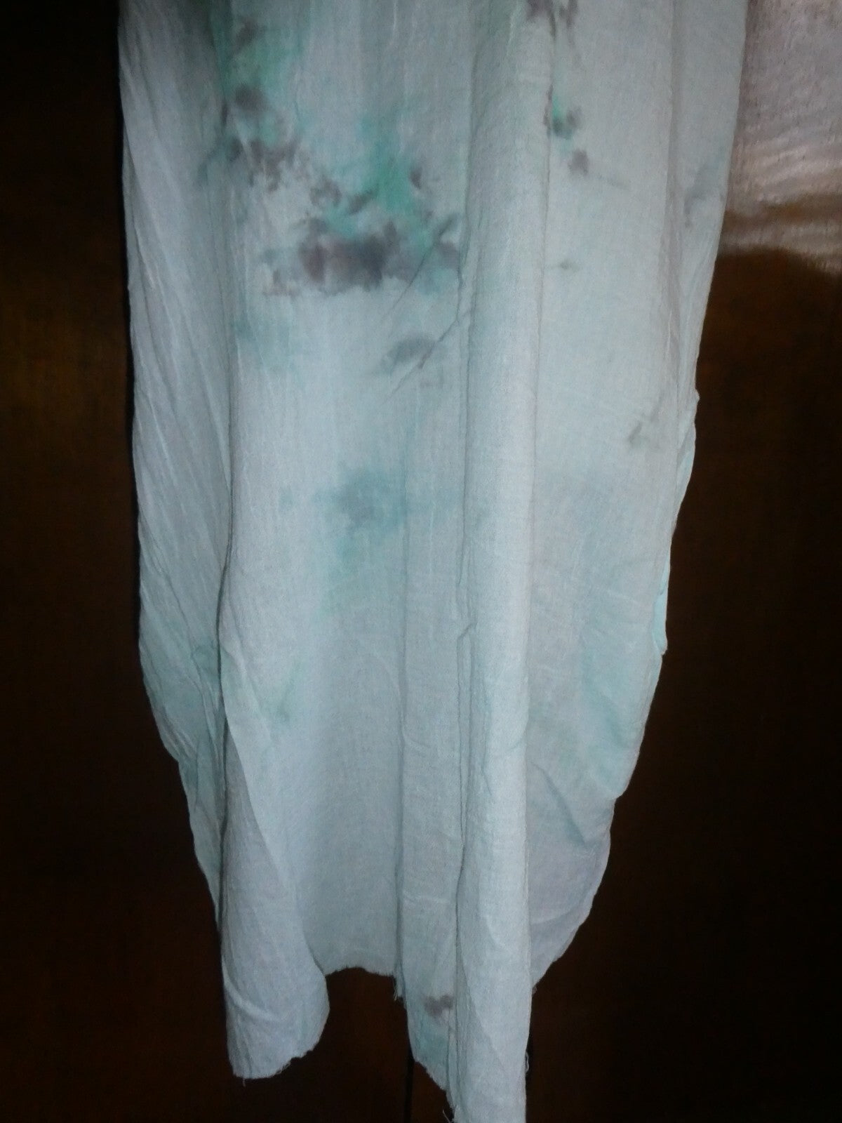 Anthropologie LOVE TANJANE Hand Dyed Blue Tunic Beach Cover Up Dress Size Small