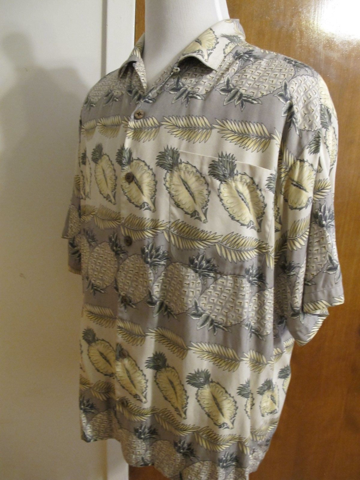 Tommy Bahama Mens Silk Multi Color Gray Bowling Camping Comfortable Shirt Large 