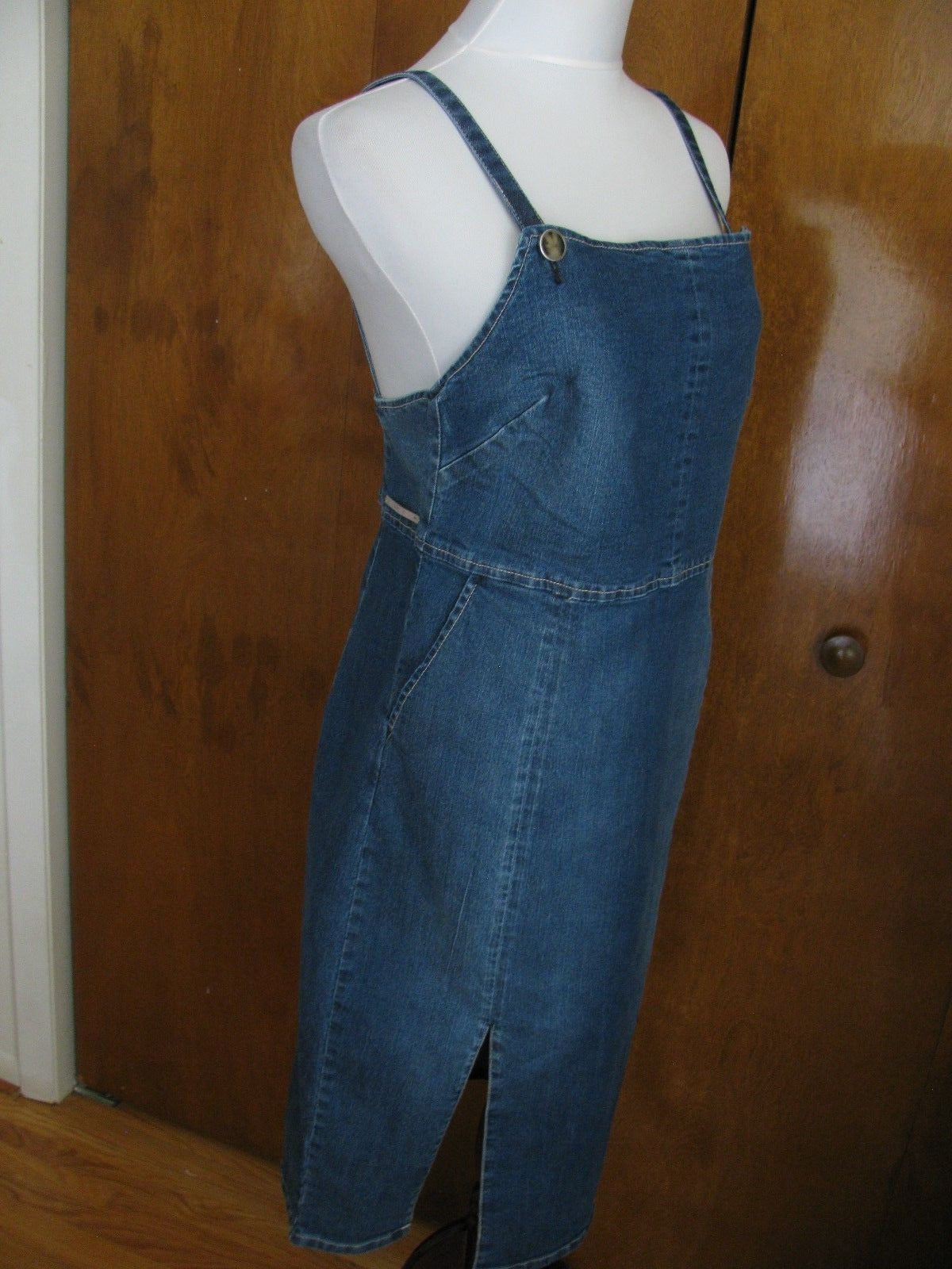 Guess women’s blue denim overalls inspired cotton dress New