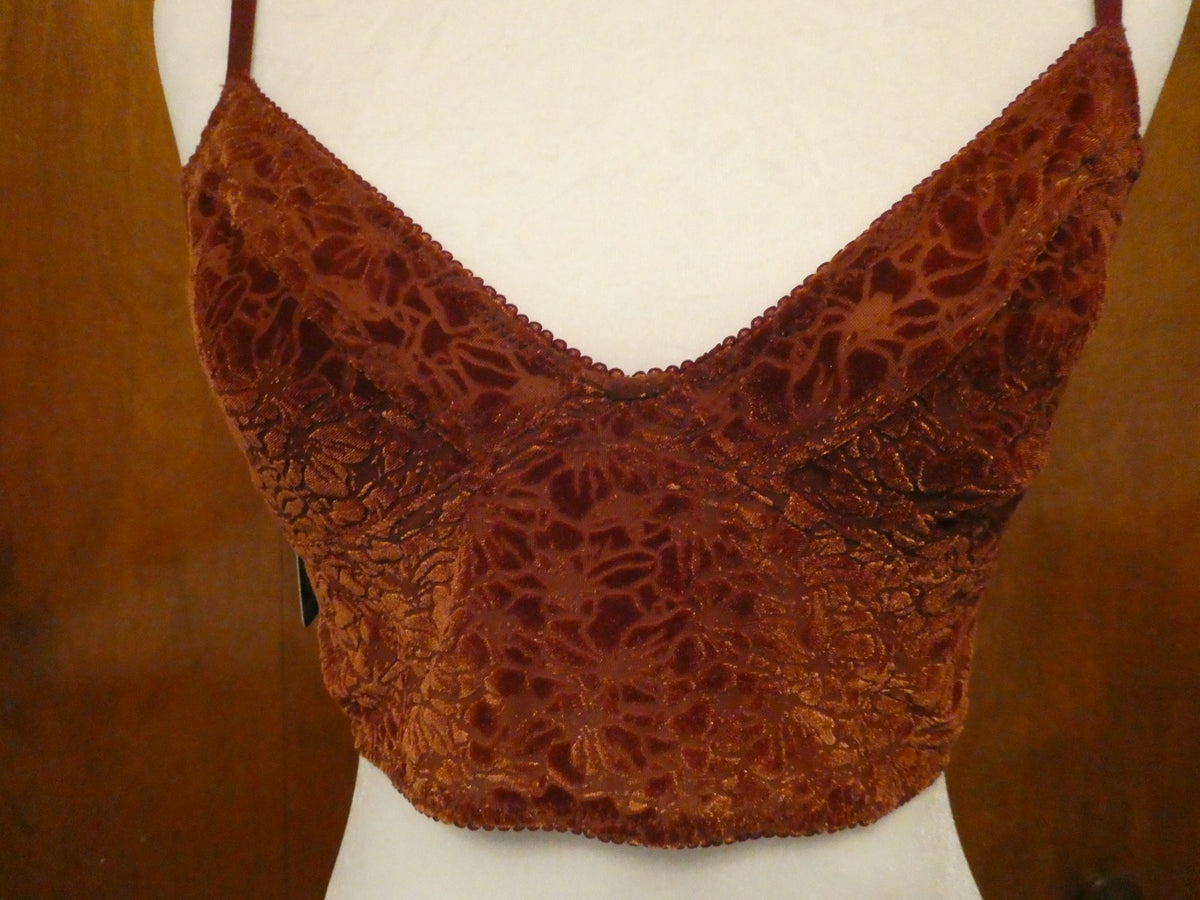 Free People Women Bralette Trust Floral Velour Adjustable Straps Bra Size Large