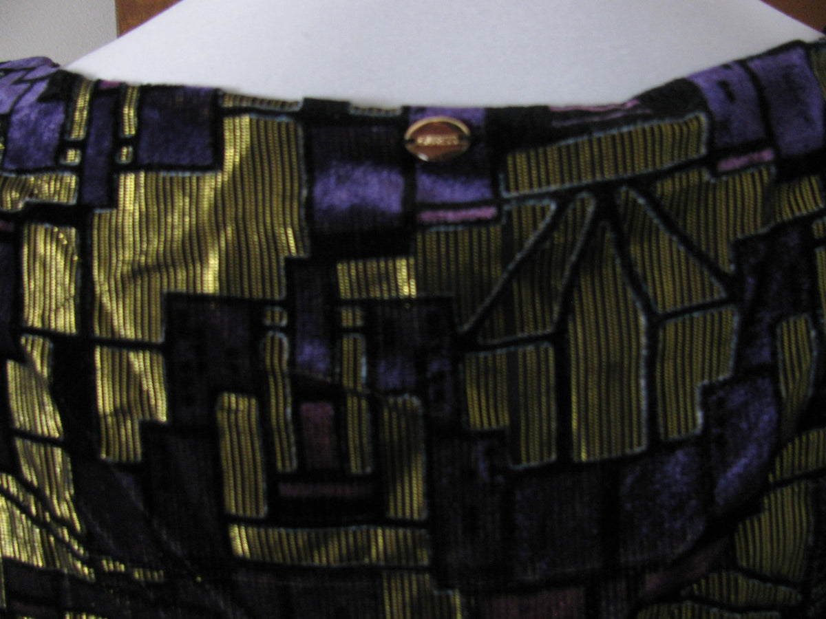 Guess women's royal amethyst multi velour evening sleeveless dress size 10 