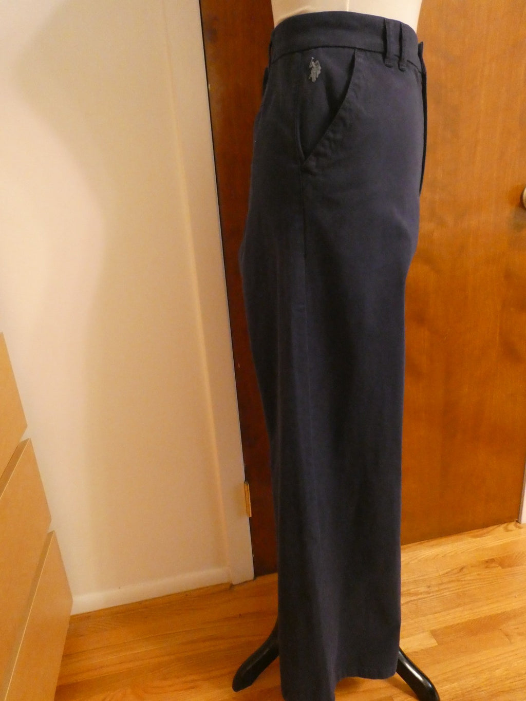 U.S. Polo Assn. Women's Wide Leg Chino Pants Navy High Rise Size 16R (fit 14R)