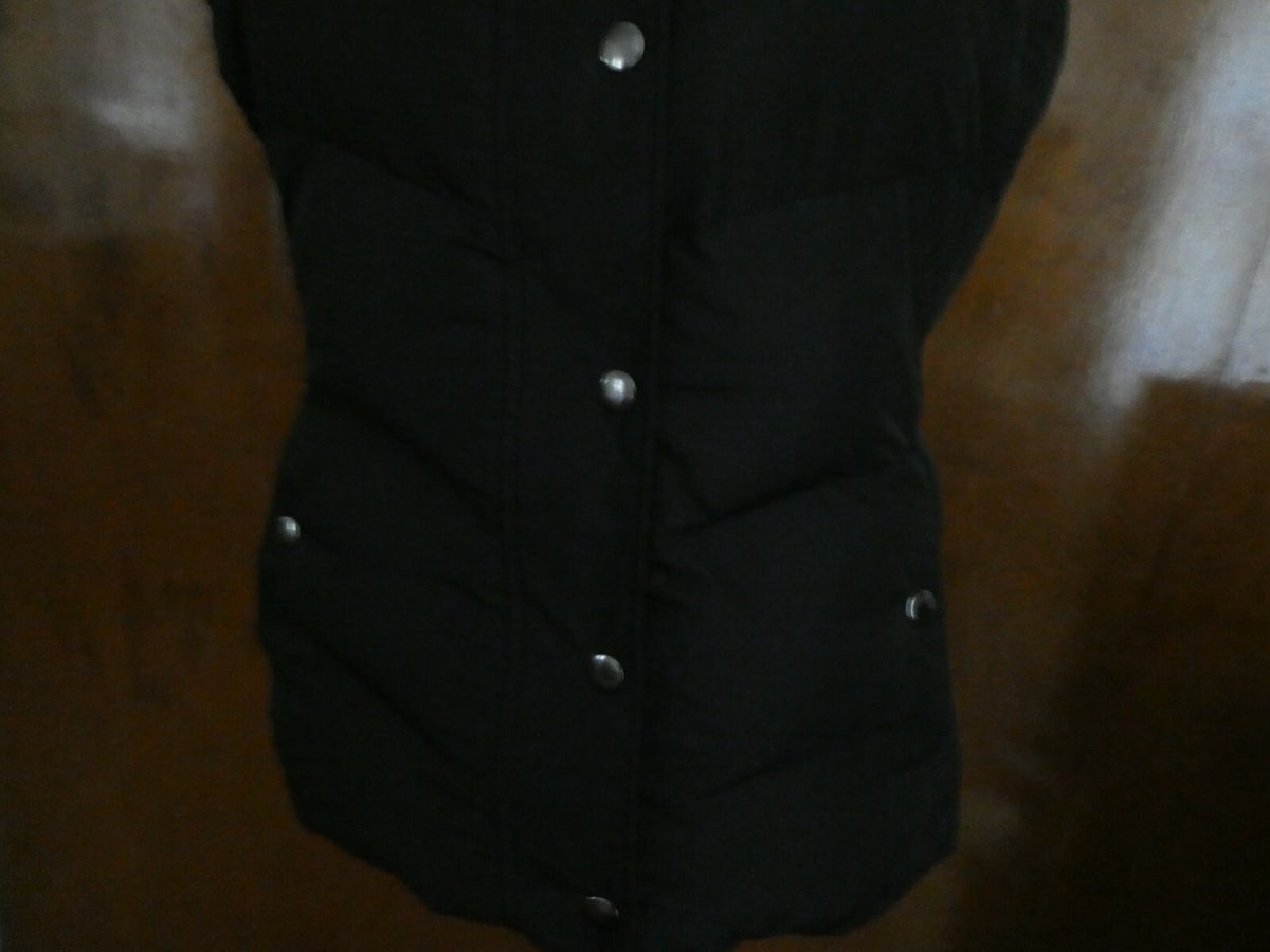 BANANA REPUBLIC Women’s Full Zip Puffer Winter Vest Jacket Hood Black Medium