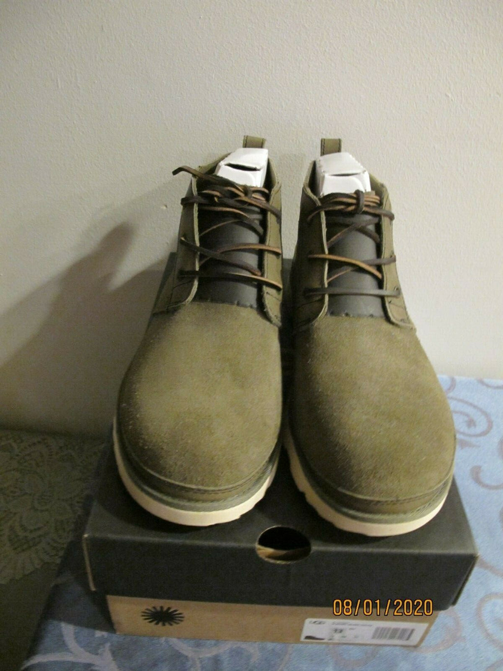 UGG Australia Neumel Unlined Leather Suede Men's Khaki Boots 13 Authentic 