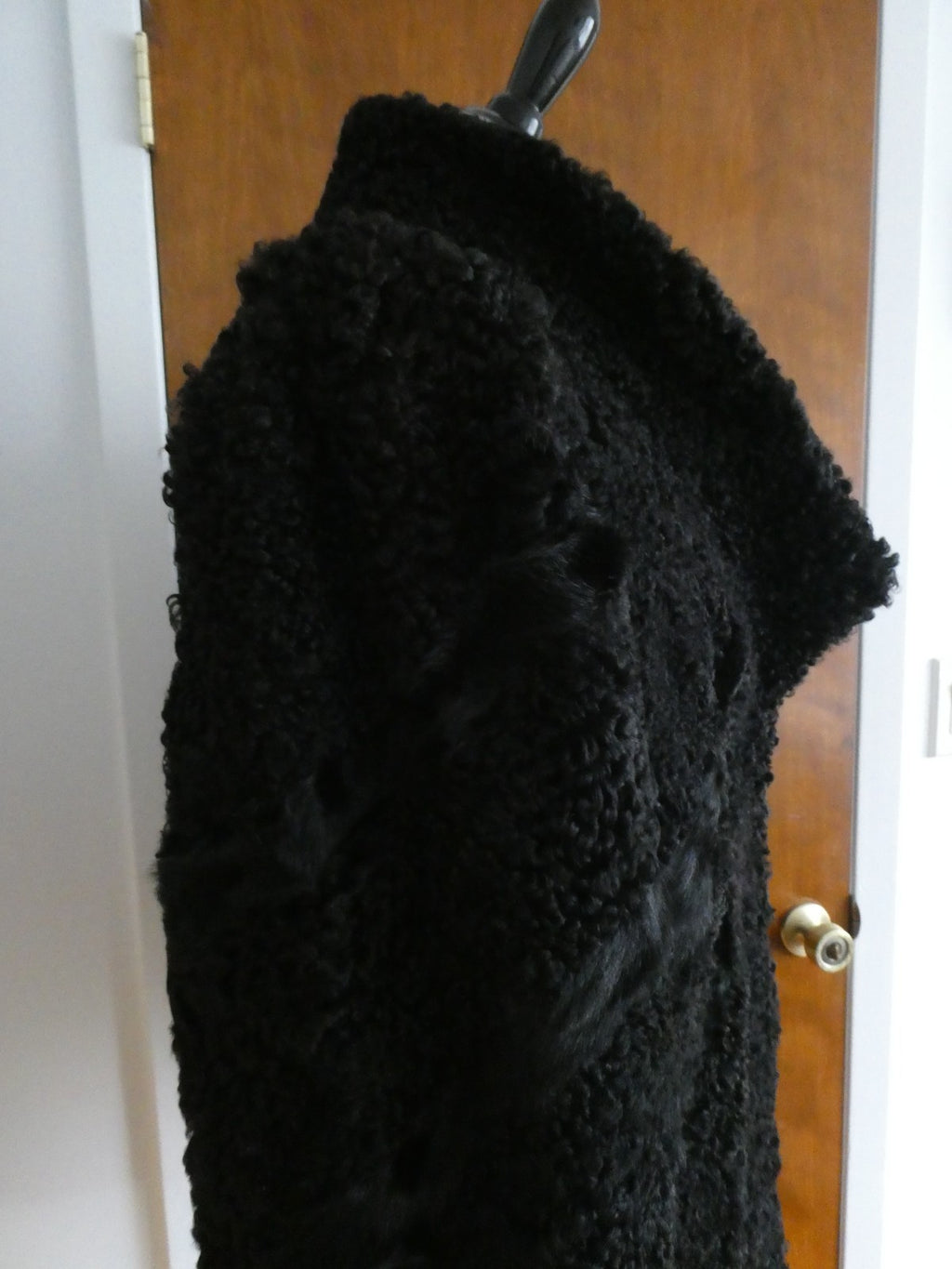 Genuine Fur Karakul Women’s Black Persian Lamb Coat Size Large Made in Moldova