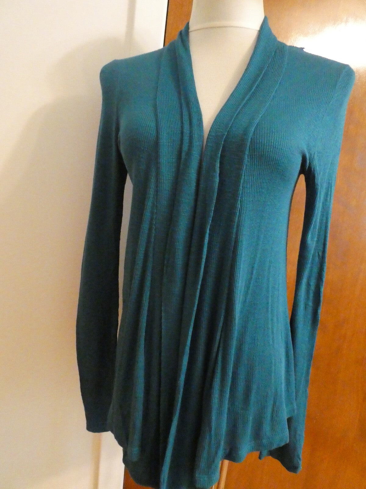 Julia's Closet Women's Teal Green Open Front Detailed Cardigan Medium