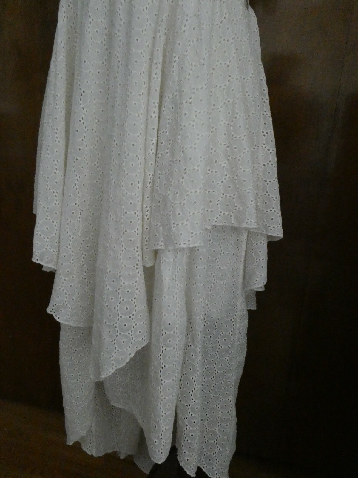 Free People women's cream eyelet embroidered crafted very soft cotton dress New