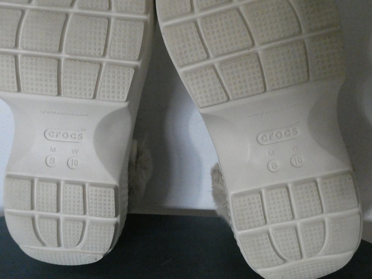 Crocs Lined Clogs – Faux Fur Lined – Cream / Off-White – Unisex Men 8, Women 10