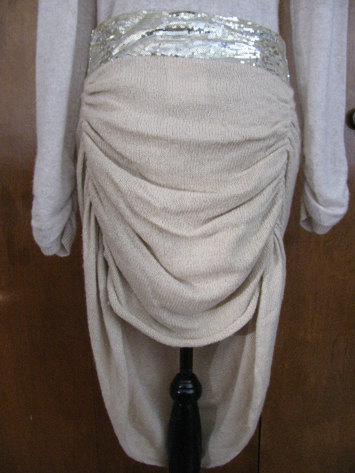 Free People Womens Ivory Assymetric Embelished Women's Skirt Size 1SZ Fits Large