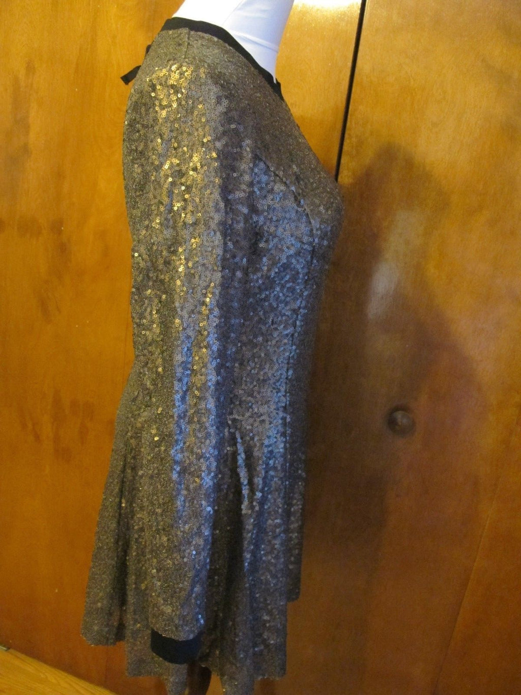 Rachel Roy Women’s Gold Sequin Fit Flare Lined Evening Dress 