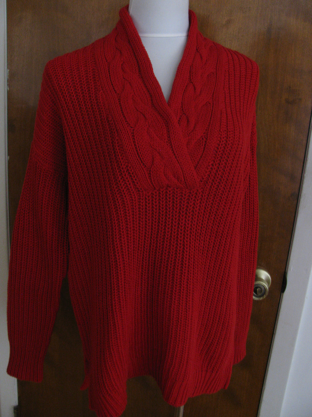 Lauren Ralph Lauren women’s red V-neck cotton sweater New