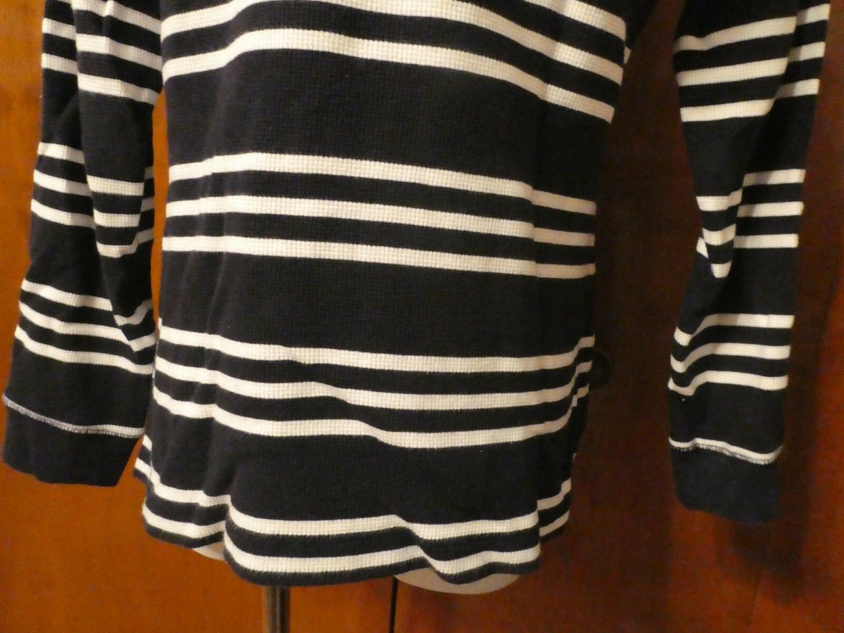 Charter Club Women's Navy Striped Sweater Attached Hood Medium Preowned 
