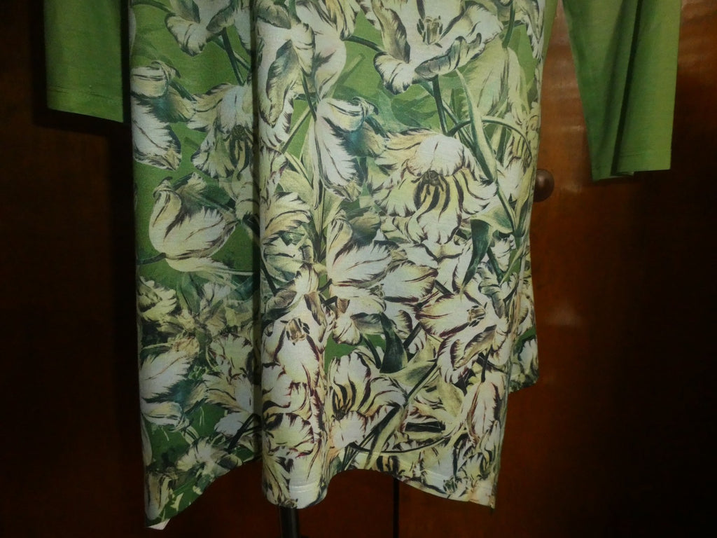 One World Women’s Asymmetric Green Multicolor Long Sleeves Tunic Top Size Xlarge