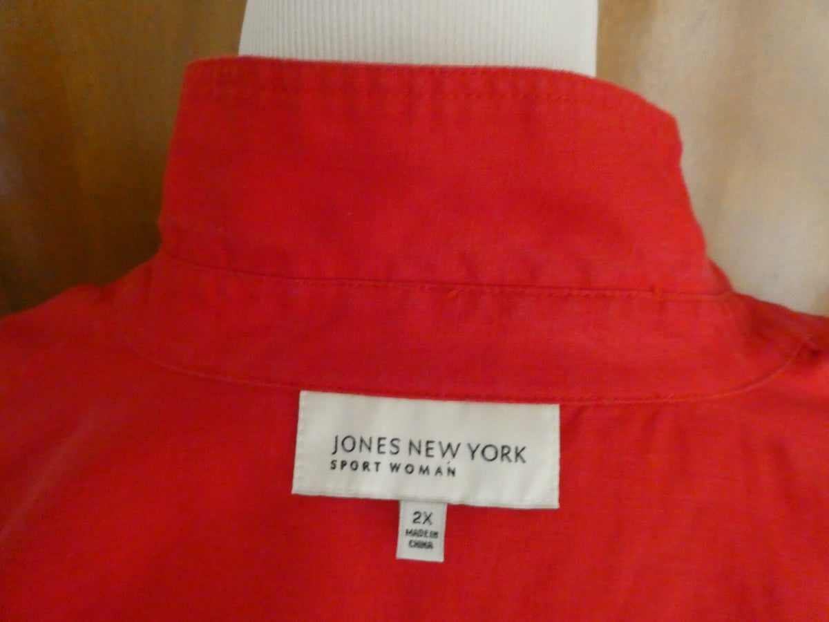 Jones New York Sport Woman 100% linen red long sleeves stylish top