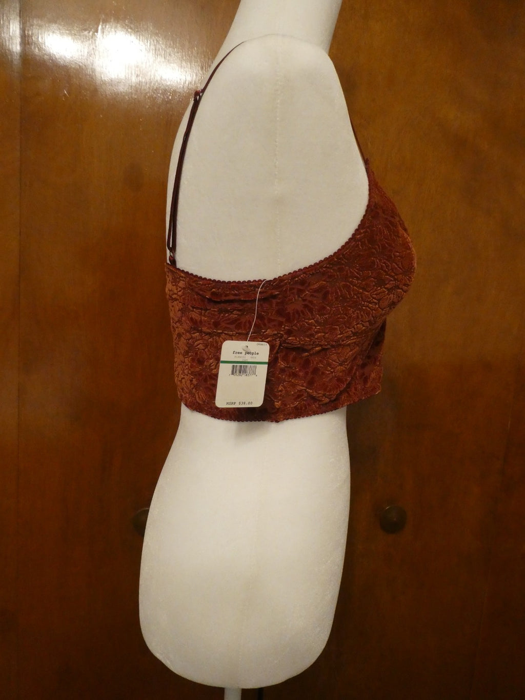 Free People Women Bralette Trust Floral Velour Adjustable Straps Bra Size Large
