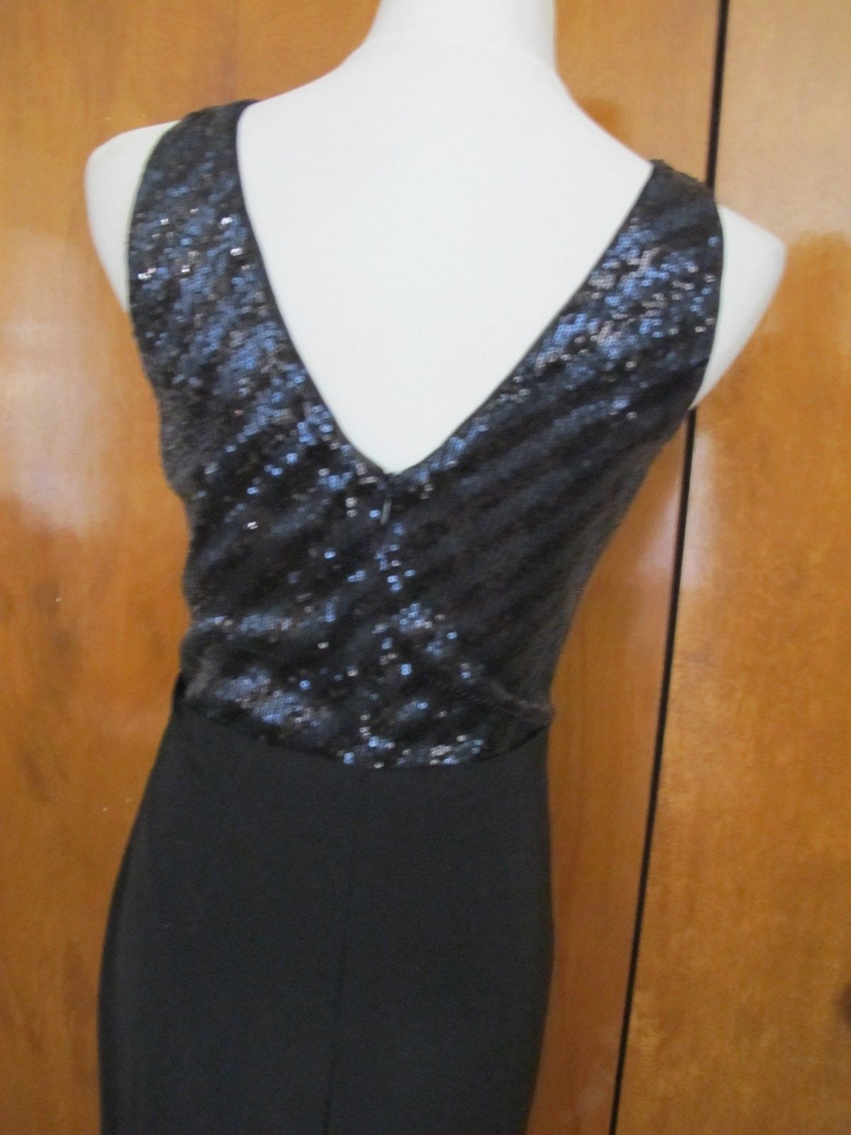 Ralph Lauren Women's Black Navy Shine Lined Faux Wrap Evening Dress Size 6 New