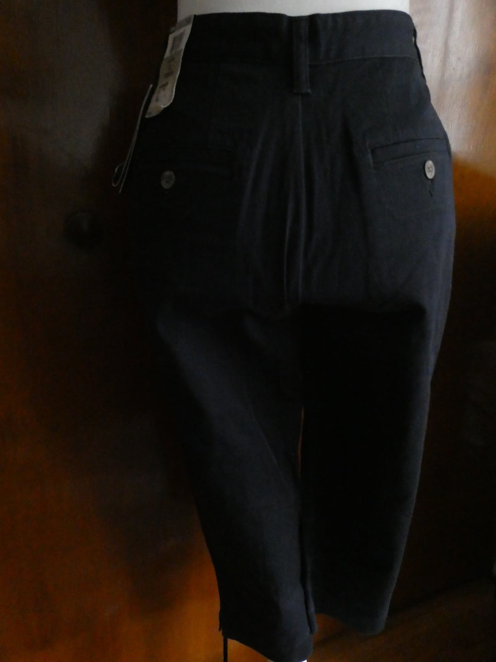 Lee Khakis Navy Women Capris Size 4 Medium Mid Rise Stretch Cotton Below Knee