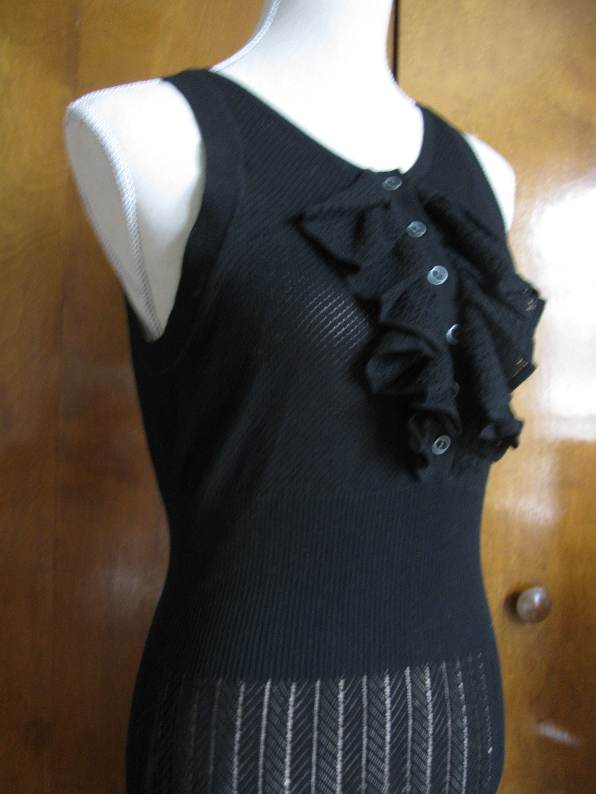 Lacoste Malandrino women’s black mesh lined detailed dress Large