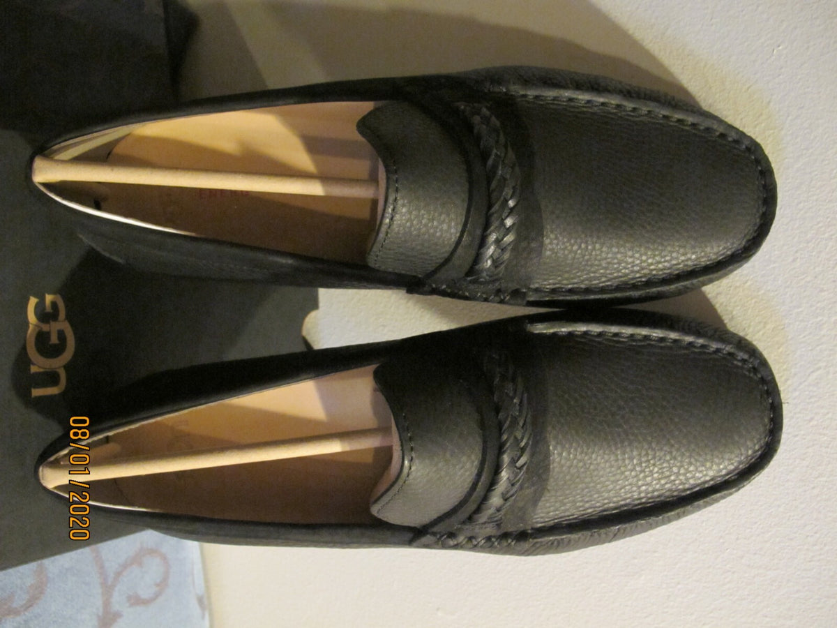UGG Men's Henrick Leather Braid Black Shoes style 1106810 size 11 2E Wide