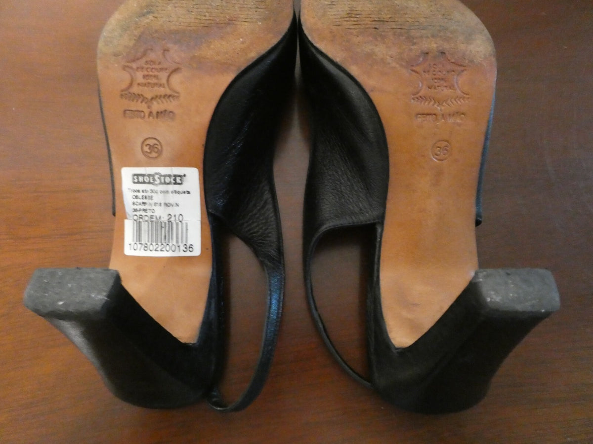 Luchini Women's black leather slingback shoe size 36