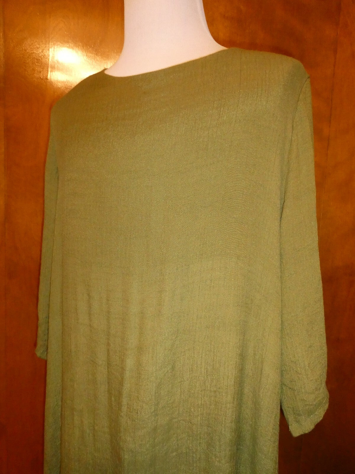 GRACILA Women’s Green/Ivory ¾ Sleeves Two Layer Long Dress 5X 