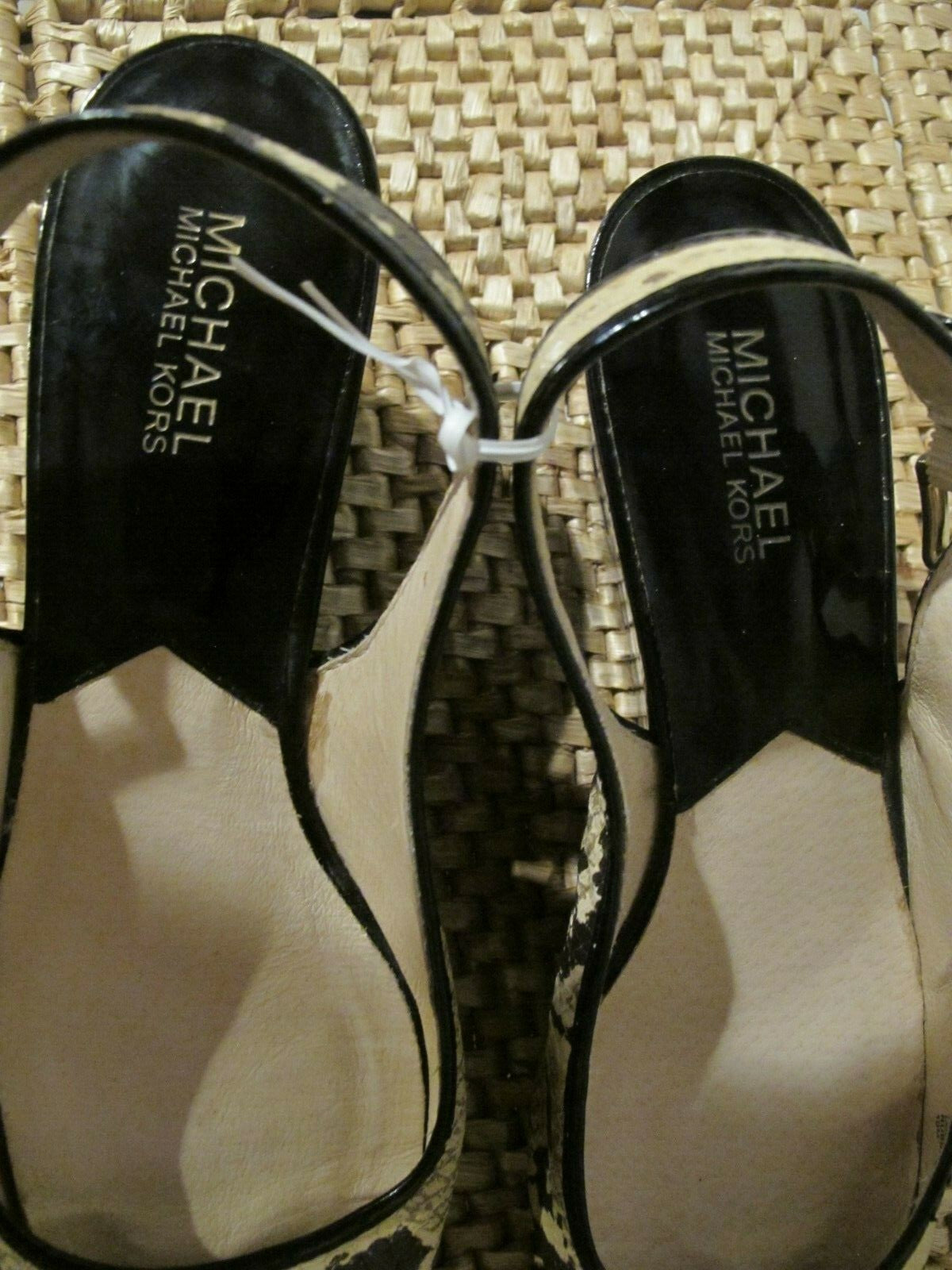 Michael Kors Black Ankle Strappy Wedge Heels Shoes Sandals Peep Toe Women's 10 M