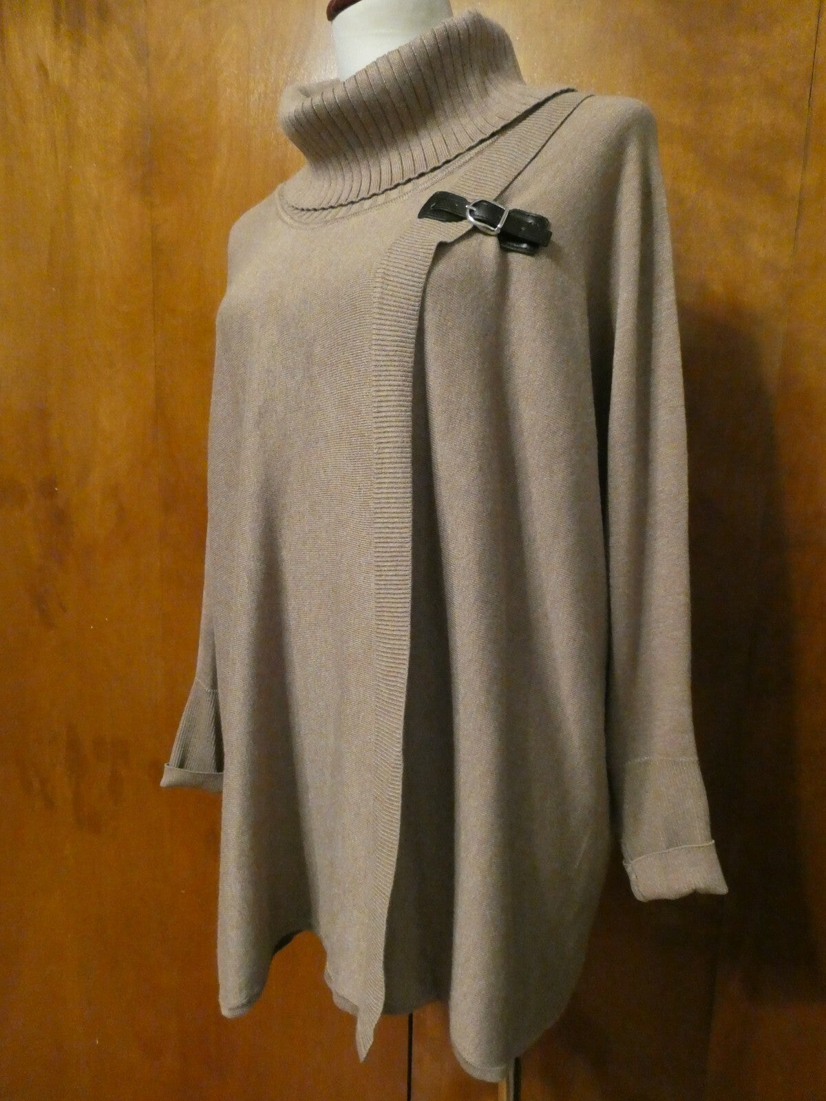 JM Collection Women’s Beige Cowl Neck Long Cardigan Sweater Large