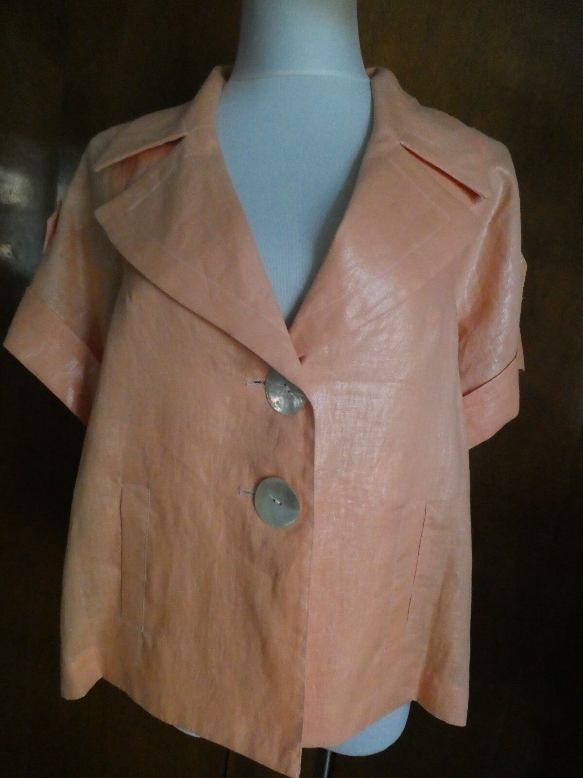 Elliott Lauren Women's Orange/Peach Linen Blazer Jacket Size 10 Style 7347